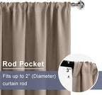 JIUZHEN Blackout Curtains for Bedroom – Thermal Insulated,Noise Reducing Room Darkening Privacy Rod Pocket Drapes for Living Room, Set of 2 Panels with Tiebacks, 42 x 54 inch Long, Camel