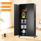 Aobabo 73" H Metal Storage Cabinet with Wheels for Garage, Rolling Tool Cabinet with 4 Shelves, for Home Office, Black, Assembly Required