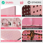 Peg Board, 2 Pack Metal Pegboard Panels Pink Pegboards Wall Organizer with Frame Large Heavy Duty Peg Board with Hooks for Walls Home,Garage Tool Storage,Office Organization,Kitchen 24”×16”