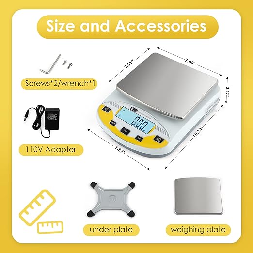 CGOLDENWALL High Precision Lab Scale Laboratory Analytical Electronic Balance Digital Precision Scale Pharmacy Jewelry Scale 110V Calibrated(5000g, 0.01g)