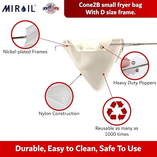 MirOil Blue Filter Pot Combo (6 Gallon) - Oil Pot & Filter Bag – Heavy Duty Steel Oil Disposable Caddy with Lid for Commercial Kitchen Storage - Grease Container for Kitchen with Bag