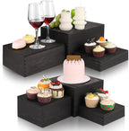 6 Pack Wood Cake Cupcake Stand Buffet Risers, Wooden Display Stand Wood Display Riser, Square Food Display Risers for Party Wedding Birthday Home (6" 7" 8" 9" 10" 11")