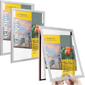 Acrylic Magnetic Sign Holder, Easy-Opening 8.5 x 11 Wall Mount Display Frames, Self Adhesive Back Plastic Clear Document Frame, Horizontal & Vertical Display (Silver, 3Pack)