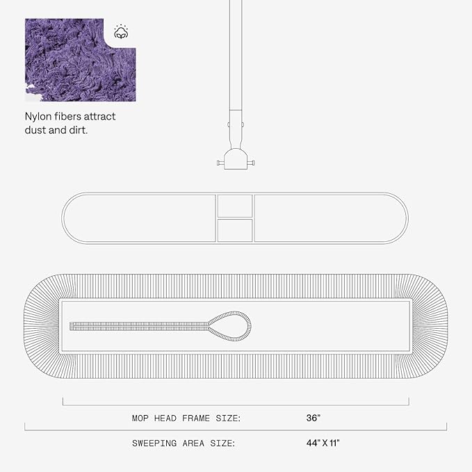 36 Inch Purple Commercial Dust Mop & Floor Sweeper with Extendable Handle – Mop for Hardwood, Tile, and Concrete Floor Cleaning