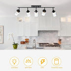 Yaohong 5-Light Kitchen Track Light Fixtures Ceiling Vanity Lights Black, Bathroom Track Lighting Kit with Ajustable Heads, Modern Wall Ceiling Tracking Light for Hallway Shop