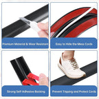 Floor Cord Cover Self Adhesive Cord Hider Floor Extension Cord Covers for Floor Power Cord Protector Cable Management Prevent Cable Trips Cable Cavity 0.59" W x 0.31" H (Black, 3.3Ft)