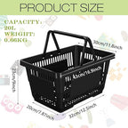 20 Pcs Bulk Shopping Baskets with Handles, 20 L Plastic Grocery Basket 16.9'' x 11.8'' x 9.1'' Portable Shopping Cart for Retail Stores Supermarket(Black)
