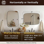 ANDY STAR 22x30 Black Bathroom Mirror, Oblong Vanity Mirror with Stainless Steel Metal Frame, Matte Black Oval Mirror for Over Sink, Modern Anti Rust Wall Mounted
