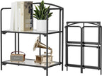 Crofy No Assembly Folding Bookshelf for Living Room, 2 Tier Black Collapsible Book Shelf for Home Office, Portable Bookcase Storage Organizer