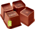 Bed Risers 1 inch, 2 inch, 3 inch, 4 inch, 6 inch, 8 inch Heavy Duty, Oversized Furniture Riser for Couch Sofa Table Chair Leg Frame Dorm, Support up to 6000 Lbs (Brown 4 Pack, 4 inch)