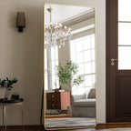 HARRITPURE 71"x32" Large Full Length Mirror - Rectangular Gold Aluminum Frame Floor Mirror with Stand for Bedroom, Living Room, Cloakroom, Full Body Reflection