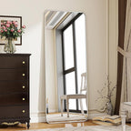 BEAUTYPEAK Silver Full Length Mirror, 56"x21" Rounded Corner Floor Mirror Standing Hanging or Leaning Against Wall, Suitable for Bedroom or Dressing Room