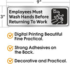 Faittoo Wash Rinse Sanitize Sink Labels Signs with Employees Must Wash Hands Sign, (4 Pack) 9" x 3" Rust Free Brushed Aluminum Sign, Self-adhesive, for Restaurant, Hotel, Rest Stops, Company