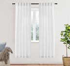 XTMYI White Sheer Closet Curtains 78 Inches Long for Bedroom Open Closet Door,2 Panels Set Semi Privacy Linen Cotton Drapes for Living Room Dining Room,78in Length