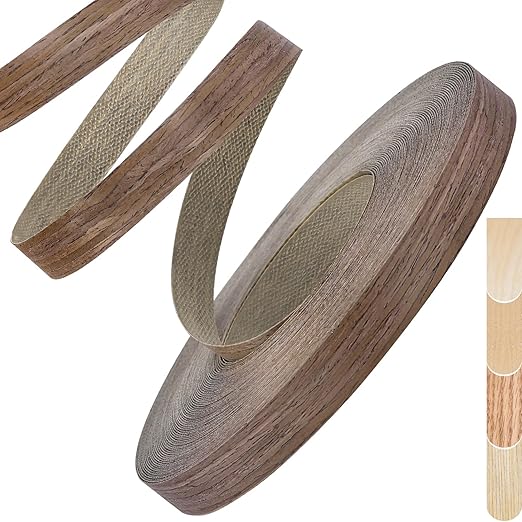 Walnut Edge Banding, 1/2 inch x 100ft roll of Veneer Edge Banding - Pre-glued Flexible, Real Wood Tape for Cabinet Repair and Furniture Restoration