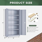 Greenvelly Metal Storage Cabinet, 72" Lockable Metal Garage Storage Cabinet with Doors and 4 Adjustable Shelves, Locking Steel Cabinet for Home Office, Garage, Shop, School (Dark Grey 36" W x 18" D)