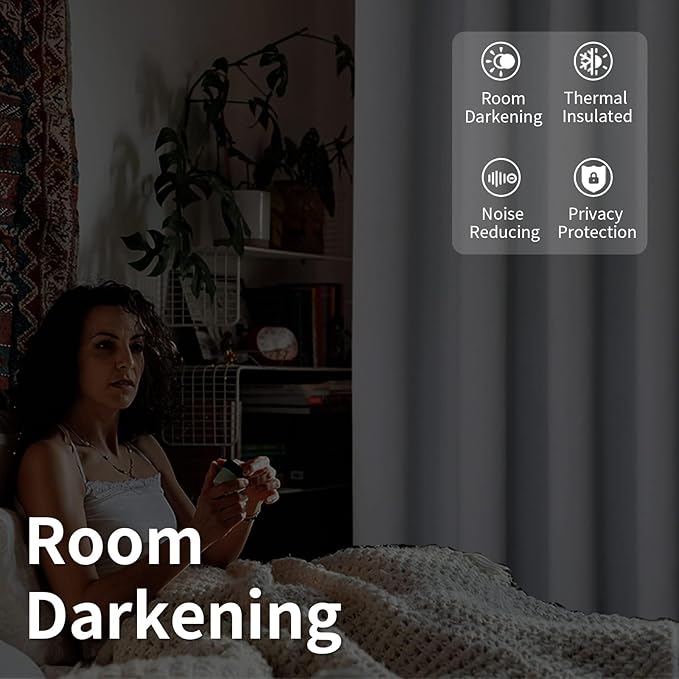 BGment Large Room Darkening Blackout Curtains Fashion Sliding Door Curtain 120 X 84 Inches, Wide Thermal Room Divider Window Curtain, 1 Panel, Greyish White, 84 Length X Wide 120