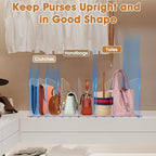 Acrylic Purse Organizer, Purse Storage Rack for Closet Organization, Clear Shelf Divider, Adjustable Clutch Bag Organizer Handbag Dividers Rack, Detachable Separators for Bedroom Bathroom Office