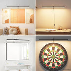24" Plug in Picture Light for Paintings with Remote Control, 9W LED Art Display Lighting for Gallery, Dartboard, Artwork, Black Wall Mounted Picture Frame Light