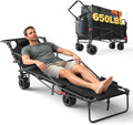 LEVELEVE Heavy Duty Folding Wagon - 2-in-1 Collapsible Cart, 650lb Capacity, All-Terrain Wheels w/Brakes & Side Pockets