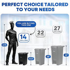14 Gallon Step-On Trash Can/Container, Black Plastic Dustbin with Lid and Foot Pedal, Hands-Free Disposal
