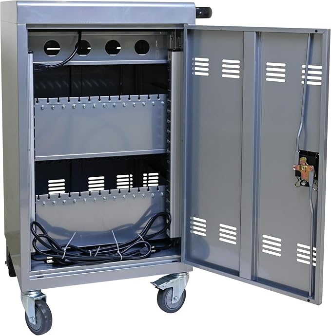 Laptop Charging Cart,35 Devices Tablet Storage Carts for pad Up to 16.3" Screen Size, Classroom Computer Mobile Charging Station for pads, Chromebooks,Laptops, Security Storage(31+4 Bay-Silver)
