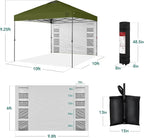 Best Choice Products 10x10ft Easy Pop Up Canopy w/Side Wall, 10 Pockets, Portable Carrying Case, 1-Button Setup, 4 Weight Bags - Olive Green