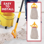 Commercial Heavy Duty Mop Heads Replacement for Rubbermaid: 3 Packs Industrial Wet Mop Head for Floor Cleaning - Cotton Looped-Open String Commercial Products Wet Refills