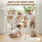 Mumeasy Baby Gate Extra Wide, 29.5"- 51.5" Pressure Mounted Dog Gate with Walk Through Door, Auto Close Pet Gate for Stairs,Doorways,House
