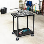LUXOR HE32-B Utility Cart - Two Shelves Structural Foam Plastic, Multipurpose Utility Cart, Four Heavy-Duty 4" Casters, Two with Locking Brake, 300 lbs., 24"W x 18"D x 33.25"H