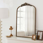 Micasso Vintage Wall Gold Mirror: 31"x 19" French Baroque Antique Mirror - Traditional Ornate Decorative Arched Mirrors for Wall/Bathroom/Entryway/Fireplace/Hallway - Home Decor for Living Room