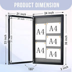 Enclosed Bulletin Board 36"x24" Outdoor Weatherproof Cork Noticeboard with Locking Door Wall-Mounted Gray Fabric Black Aluminium Frame for Home, School, Office, Community, Hospital