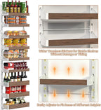 Over the Door Pantry Organizer: Pantry Organization and Storage with Hanging Basket - 9-Tier Metal Spice Rack Adjustable Shelves for Kitchen Bedroom Bathroom & Laundry Room White