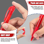 deegtran Pens Bulk, 100 Pack No Bleed Red Ink Click Pens with Soft Grip, Wholesale Retractable Ballpoint Pens for Office School, Medium Point Smooth 1.0MM