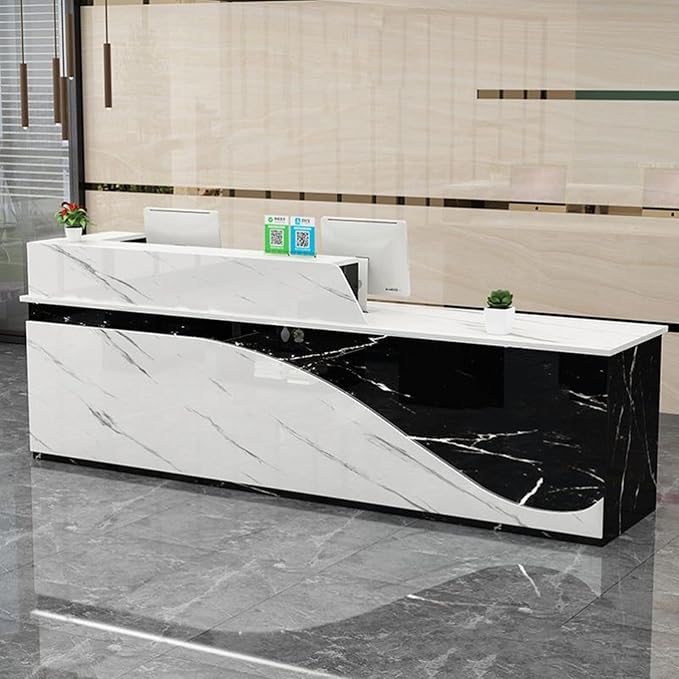 Reception Desk, Checkout Counter, Reception Counter Desk, eception Counter Desk with Adjustable Shelf & Lockable Drawers, for Clothing Store, Company Front Desk, Coffee Shop