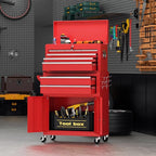 8-Drawer Rolling Tool Chest with Lock, Detachable Tool Cabinet Cart with Wheels, High-Capacity Mechanic Tool Organizer for Garage Workshop Warehouse Storage