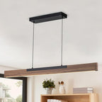 EDISLIVE 49.2 in Wood Linear LED Pendant Light Kitchen Island，Dimmable LED Island Light Adjustable Height 3000K for Dining Room - Black Walnut