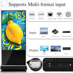 65" 4K LCD Touchscreen Digital Signage Display, Indoor Floor Standing Advertising Player, Commercial Digital Signage Kiosk with Auto AD Player, HDMI WiFi Bluetooth Input, Android 12.0 Black