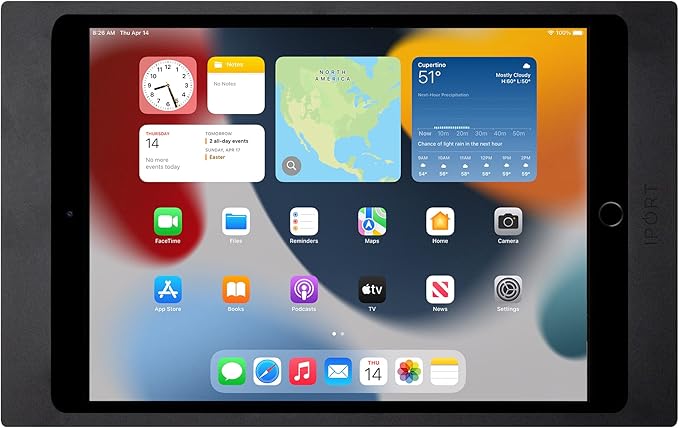 iPort 70808 Surface Mount System iPad Wall Mount – Slim & Secure iPad 10.2" (9th, 8th, 7th Gen) Enclosure | Built-in PoE Charging | Aluminum Flush Wall Dock for Smart Home & Commercial Use – Black