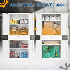71" Metal Cabinet-White Heavy Duty Storage File Cabinet Steel Tool Cabinets with Shelves, Lockable Doors and Drawers- for Garage, Pantry, Warehouse - Assembly Required