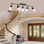 Yaohong 5-Light Kitchen Track Light Fixtures Ceiling Vanity Lights Black, Bathroom Track Lighting Kit with Ajustable Heads, Modern Wall Ceiling Tracking Light for Hallway Shop