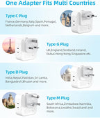 European Travel Plug Adapter Set, 8-in-1 Travel Adapter with 4 Outlets, 4 USB Ports (2 USB C), US to UK/EU/South Africa, International Power Adapter with Type C/G/D/M Detachable Plugs
