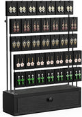 ORLESS 5-Tier Jewelry Display for Vendors, Earring Holder Organizer with Storage Drawer Box, Necklace Display Holder for Selling, Earring Cards Organizer for Bracelets, Rings, Black(35 Hooks)