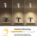 12W LED Dimmable Zoomable Ceiling Spotlight Indoor – Adjustable Surface Mount Accent Light for Home Corridor, Picture, Plants & Artwork | Warm White 3000K CRI 97, White 4 Packs