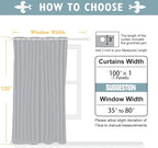 ChrisDowa Room Divider Curtain 120 Inches Long, Wide Blackout Sliding Door Curtain for Bedroom, Room Darkening Privacy Window Drape for Patio Door (1 Panel Set, Grey, 100 x 120 Inch)