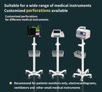 Mount Plus X3 Height Adjustable Aluminium Rolling Stand for Patient Monitor Medical Trolley Cart with Basket and and Locking Casters for Dental Office, Hospital, Clinic