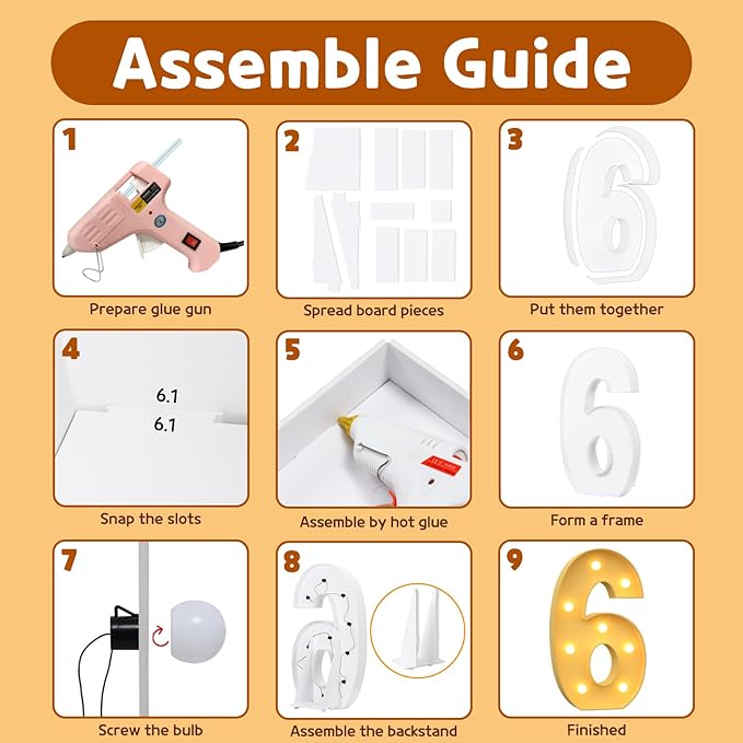 imprsv 3FT Light Up Letters, Marquee Numbers for 60th Birthday Decorations, Pre-Cut Foam Board Kit