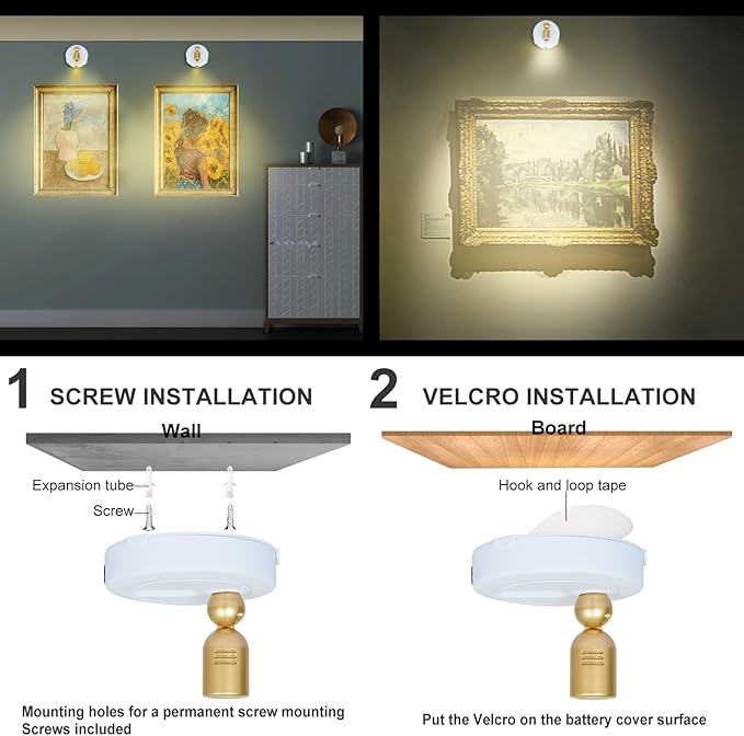 Rechargeable LED Spotlight, Indoor Battery Operated Spotlights with Remote, 3 Lighting Modes Up Lights for Plants, Dimmable Timer Picture Lights for Wall Art Painting Tree Spotlight