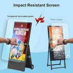 43 inch Rechargeable Portable Outdoor Digital Signage Displays, 2K FHD, IP65 Waterproof, Smart LCD Split Screen, Brightness Auto-Adjustment Movable Advertising Kiosk with Android OS
