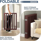 Homykic Bamboo Freestanding Dog Gate, No Assembly Pet Gate Indoor, 24”H x 75”W Extra Wide Foldable Puppy Fence with Support Feet for The House, Doorways Stairs, 4 Panels, No Drilling, Espresso